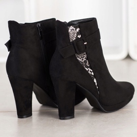 SHELOVET Cizme cu toc cu imprimeu șarpe negru gri 1 SHELOVET Cizme cu toc cu imprimeu șarpe negru gri 1