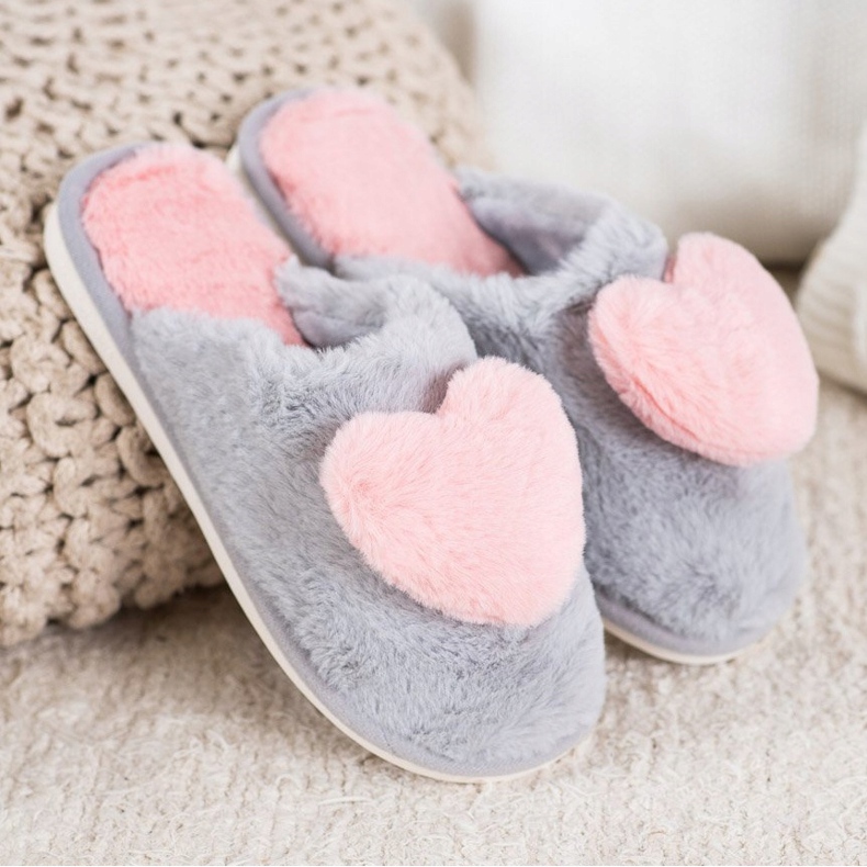 Bona Papuci Cu Inimă roz gri 1
