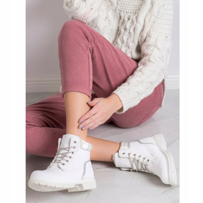 SHELOVET Cizme de drumeție cu partea superioară din velur alb argint 1