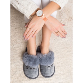 Bona Papuci Cu Blana De Urs gri 1
