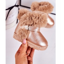 FRROCK Cizme calde pentru zăpadă pentru copii cu blana din aur roz JellyBeans 2