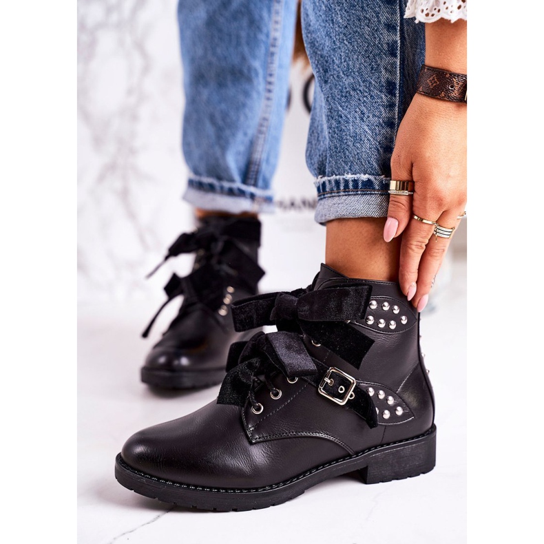 SEA Cizme calde pentru femei, cu cleme și panglică negru special 1 SEA Cizme calde pentru femei, cu cleme și panglică negru special 1