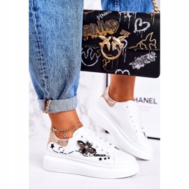 Încălțăminte sport pentru femei Adidași cu Amour alb auriu 1