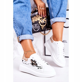 Încălțăminte sport pentru femei Adidași cu Amour alb auriu 2