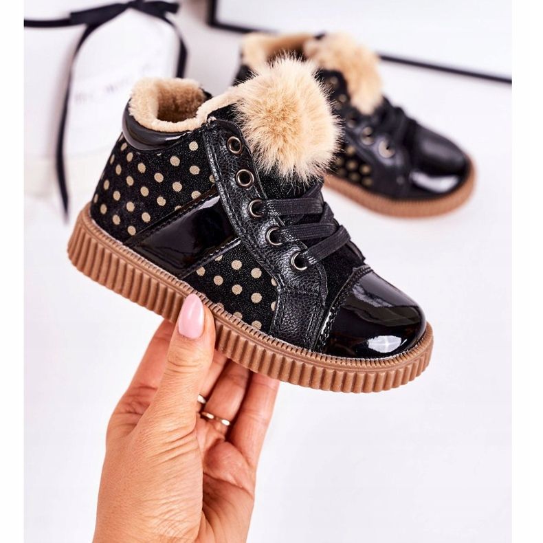 Linshi Cizme calde pentru copii Adidași în buline Anastasia neagră negru 2