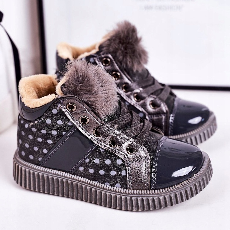 PL1 Cizme calde pentru copii Adidași în buline gri Anastasia 1