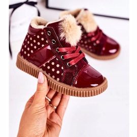 PL1 Cizme calde pentru copii Adidași în buline roșii Anastasia roșu 2