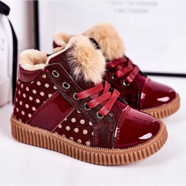 PL1 Cizme calde pentru copii Adidași în buline roșii Anastasia roșu 1