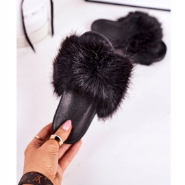 PS1 Papuci negri Fashionista din blană pentru copii negru 2 PS1 Papuci negri Fashionista din blană pentru copii negru 2