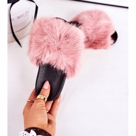 Papuci pentru copii Fashionista din blana roz 2