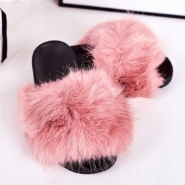 Papuci pentru copii Fashionista din blana roz 1