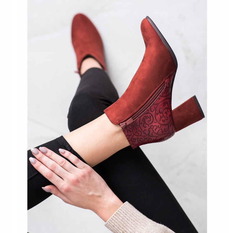 M.Daszyński Ghete burgund cu model maro roșu 2 M.Daszyński Ghete burgund cu model maro roșu 2