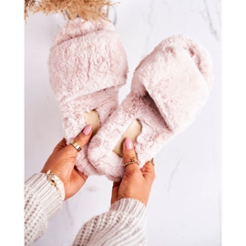 FRJ Papuci de blană pentru femei Beige Cold Days bej 2