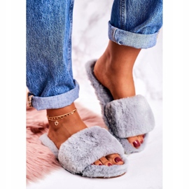 FRJ Papuci de blană gri pentru femei Grey Cold Days 1