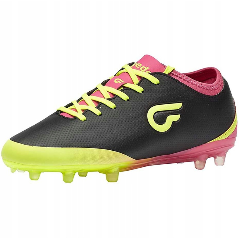Cizme de fotbal Gedo Calzsol Fg Junior negru-galben-roz 1601 1