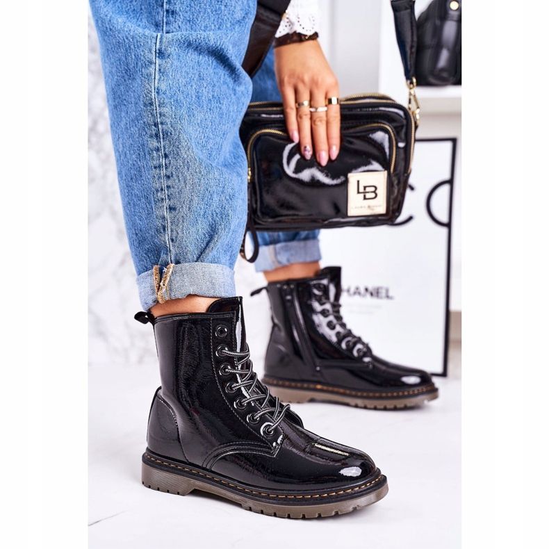 Cizme calde pentru femei Cizme lăcuite Black Thunder negru 2 Cizme calde pentru femei Cizme lăcuite Black Thunder negru 2