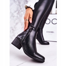 PJ1 Cizme calde pentru femei, cu toc înalt, cu imprimeu animal, încredere neagră negru 1