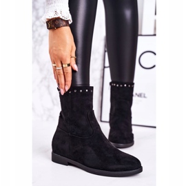 PJ1 Cizme izolate negre pentru femei, cu strasuri din piele de căprioară negru 1 PJ1 Cizme izolate negre pentru femei, cu strasuri din piele de căprioară negru 1