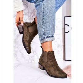 PJ1 Cizme Chelsea clasice pentru femei Cizme Walker de culoare verde închis din piele de căprioară kaki 2