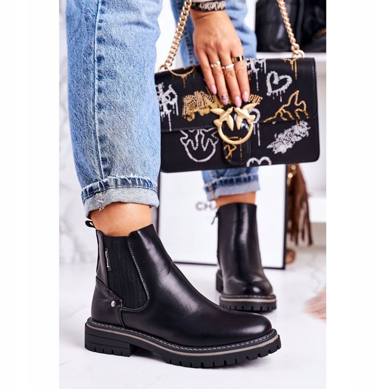 PJ1 Cizme Warm Chelsea pentru femei Cizme negre Traveller negru 2