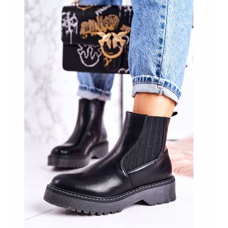 PJ1 Ghete de damă Cizme Jodhpur Pe o talpă de cauciuc Voyager Black negru 2