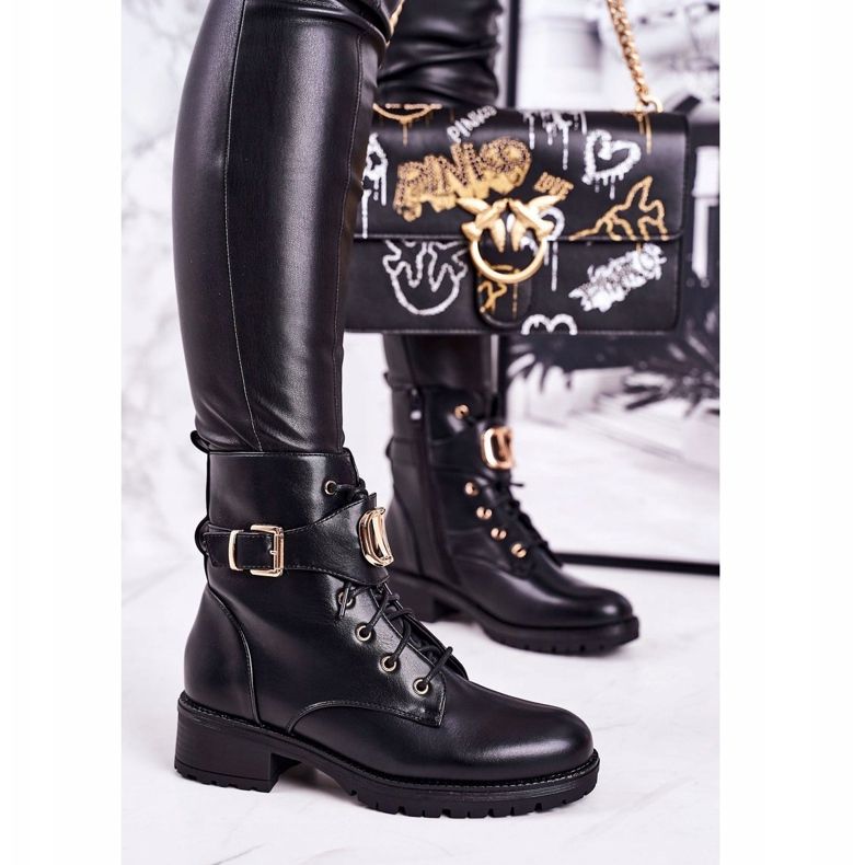 SEA Cizme calde pentru femei Muncitori Cataramă de aur negru Vera 1