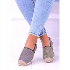 Espadrile de damă Lu Boo Glitter Slip On Miravet gri de aur 1 Espadrile de damă Lu Boo Glitter Slip On Miravet gri de aur 1