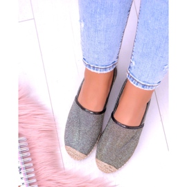 Espadrile de damă Lu Boo Glitter Slip On Miravet gri de aur 2 Espadrile de damă Lu Boo Glitter Slip On Miravet gri de aur 2