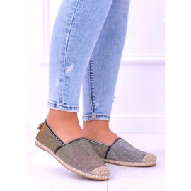 Espadrile de damă Lu Boo Glitter Slip On Miravet gri de aur 3 Espadrile de damă Lu Boo Glitter Slip On Miravet gri de aur 3