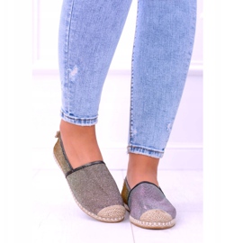 Espadrile de damă Lu Boo Glitter Slip On Miravet gri de aur 4 Espadrile de damă Lu Boo Glitter Slip On Miravet gri de aur 4