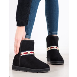 Bona Mukluki cu bandă decorativă negru 1