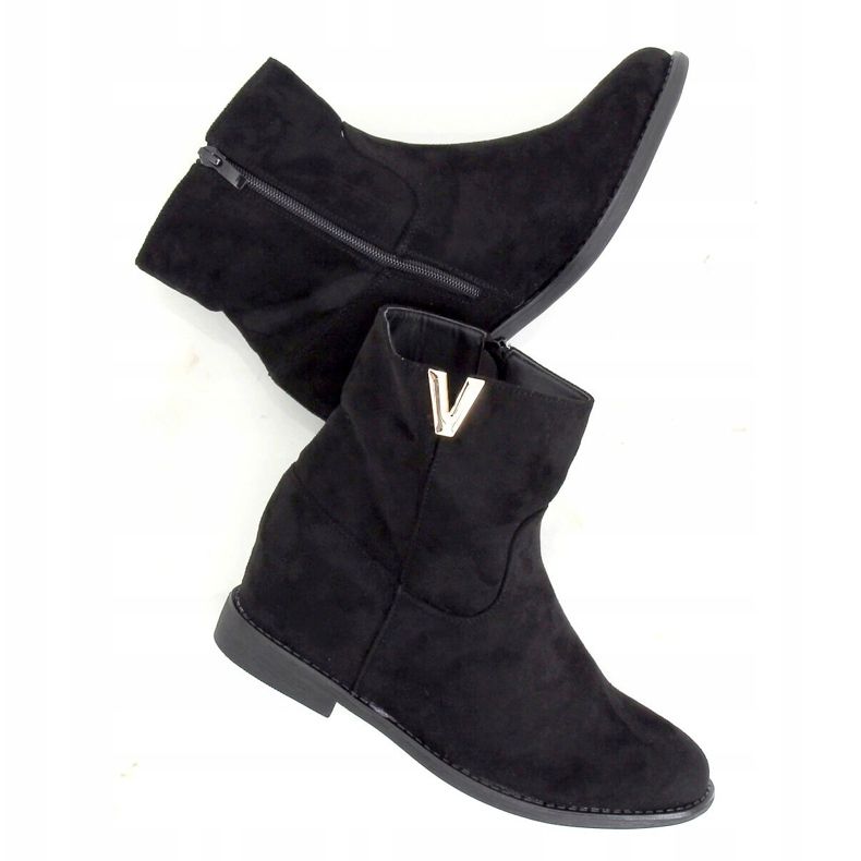 Negru ZT1013 Cizme negre pe un toc ascuns 1 Negru ZT1013 Cizme negre pe un toc ascuns 1