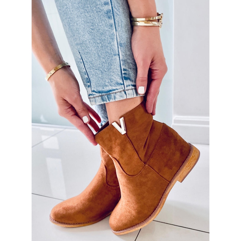 BM Cizme pe o cămilă cu pană ascunsă ZT1013 Camel maro 2