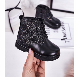 Cizme calde pentru copii din brocart Trappers Black Ariel negru 1