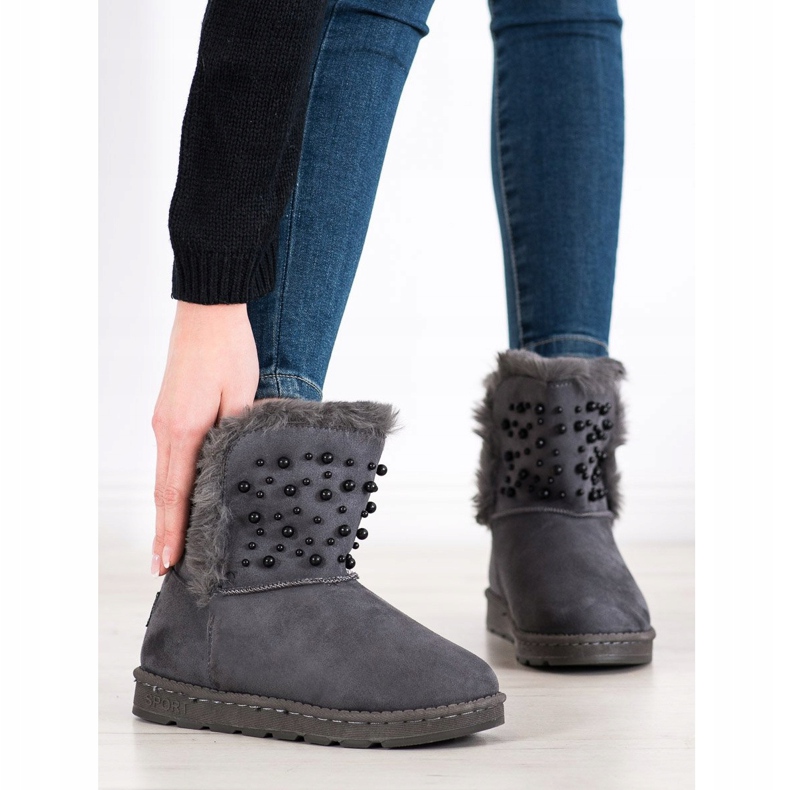 Bona Mukluki cu margele gri 1 Bona Mukluki cu margele gri 1