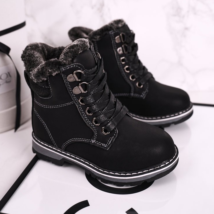 Trappers pentru copii izolate cu blană Black Luke negru 2