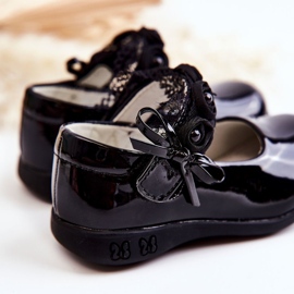 Apawwa Balerini pentru copii cu velcro cu dantelă neagră Evelyn negru 2