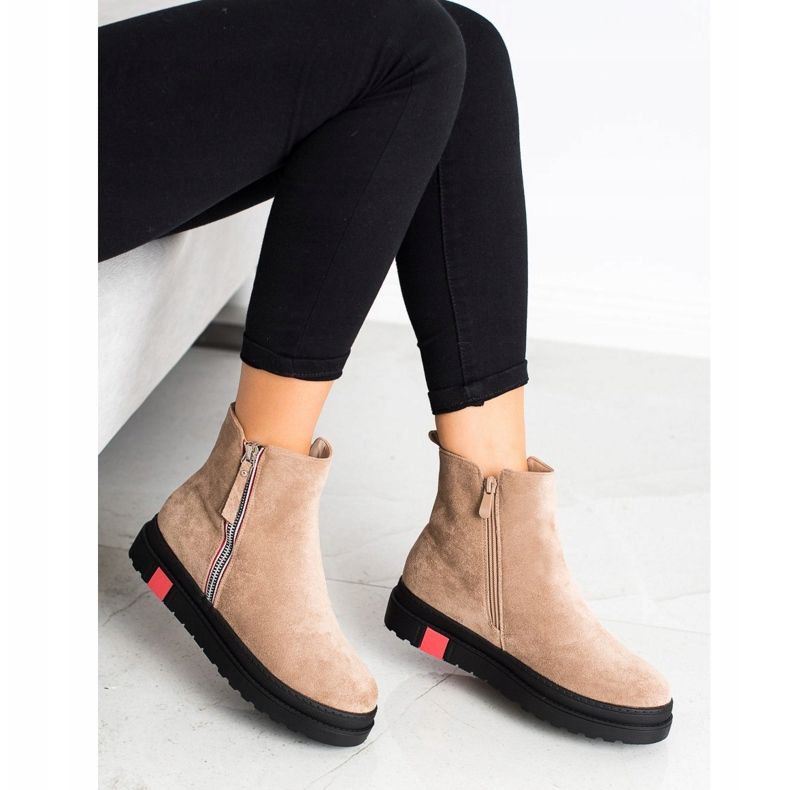 Seastar Cizme pe platforma neagră bej 1