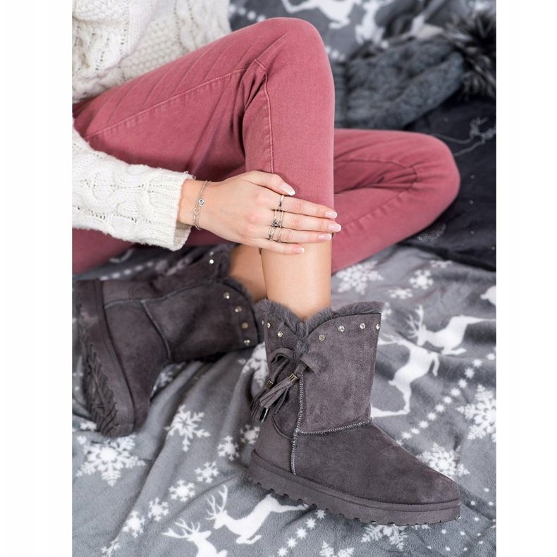 SHELOVET Mukluki gri cu zirconiu cubic 1