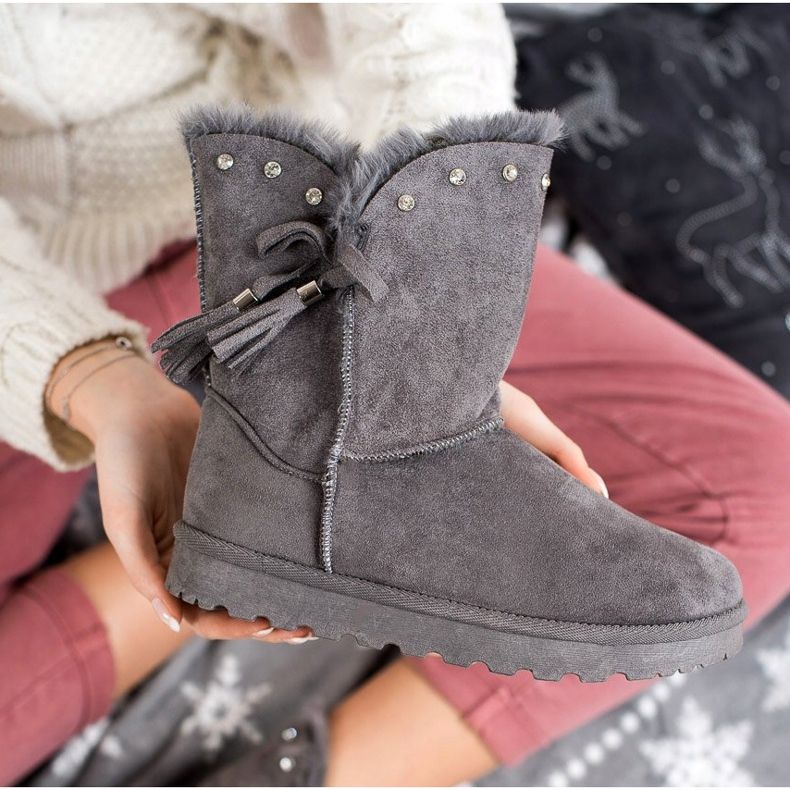 SHELOVET Mukluki gri cu zirconiu cubic 2