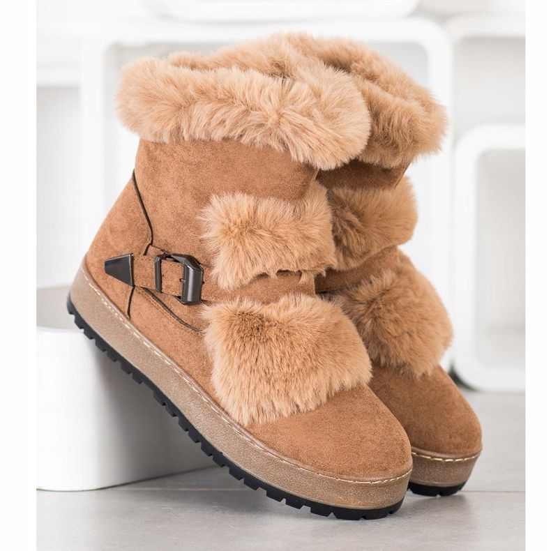 Queentina Mukluki cald cu blană bej 2 Queentina Mukluki cald cu blană bej 2