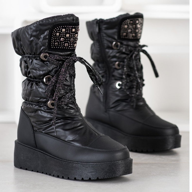 SHELOVET Cizme de zăpadă elegante pe platformă negru 1 SHELOVET Cizme de zăpadă elegante pe platformă negru 1