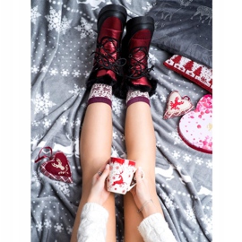 SHELOVET Cizme de zăpadă pe platformă negru roșu 1