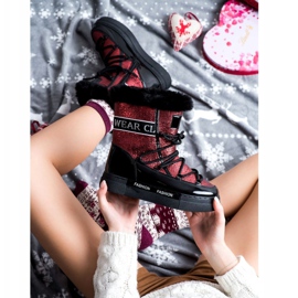 SHELOVET Cizme de zăpadă strălucitoare la modă negru roșu 1