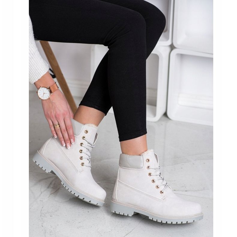 SHELOVET Cizme calde de drumeție cu piele ecologică gri 1