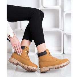 SHELOVET Cizme calde de drumeție cu piele ecologică maro 2