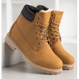 SHELOVET Cizme calde de drumeție cu piele ecologică maro 1