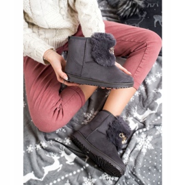 Queentina Mukluki cald cu ornament gri 1