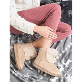 Queentina Mukluki cald cu ornament bej 1