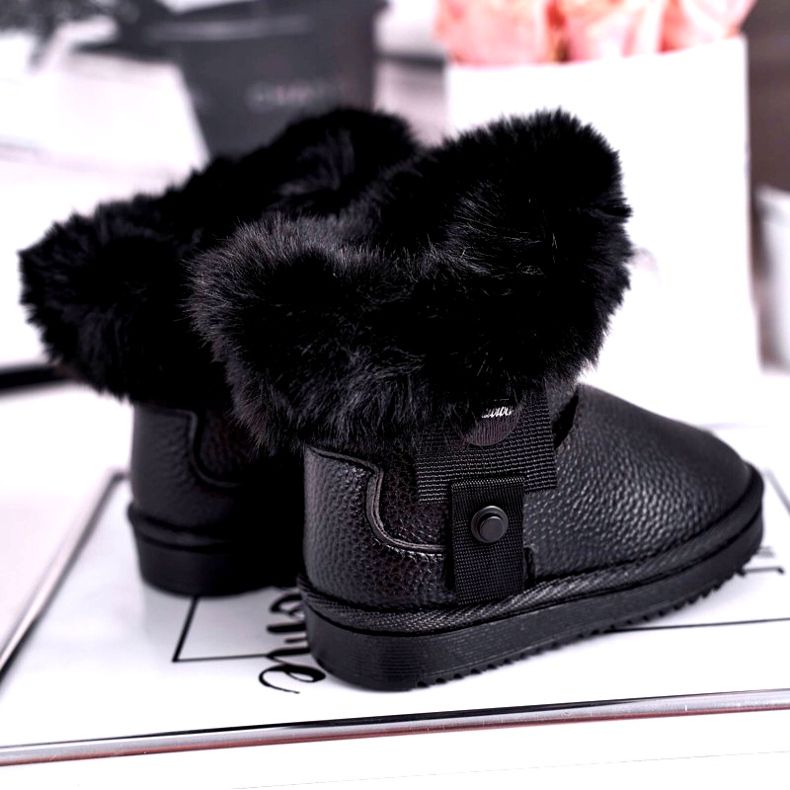 Apawwa Cizme de zăpadă pentru copii izolate Marella, cu blană negru 3